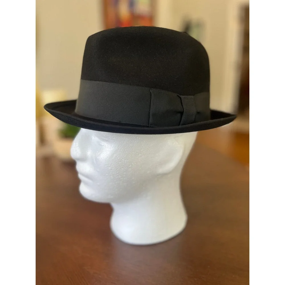 Stetson Royal Fedora Mens 7 1/4 Black Excellent Vintage Fur Felt Dress Hat